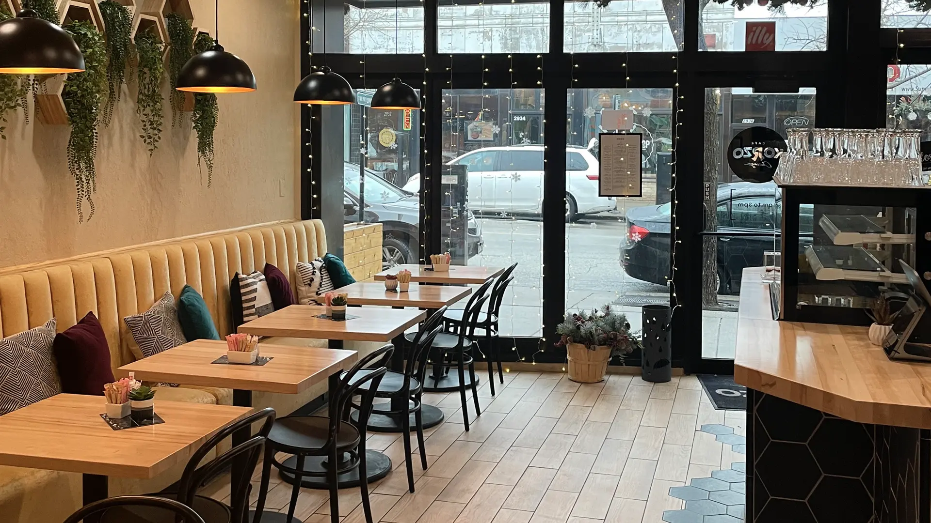 A view through the welcoming Café Korzo dining room