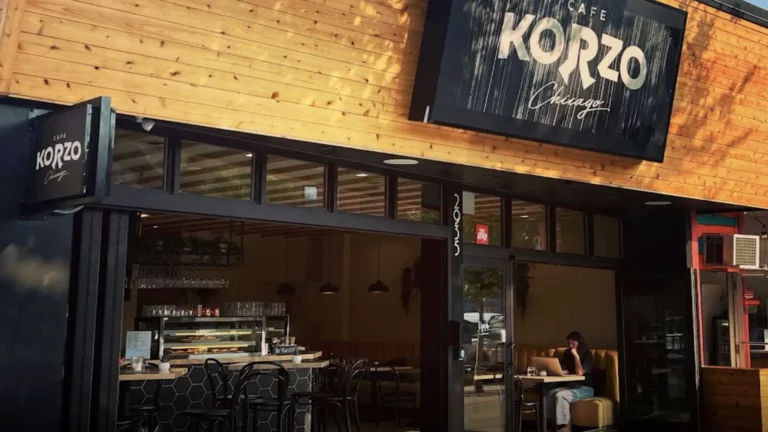 Café Korzo storefront opening onto the sidewalk